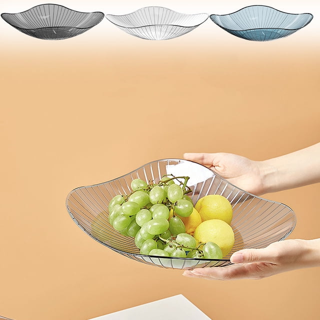Storage Tray Clear Plastic Fruit Tray Large Capacity Snack Serving Platter for Living Room Household(1-Piece) Rkxzt