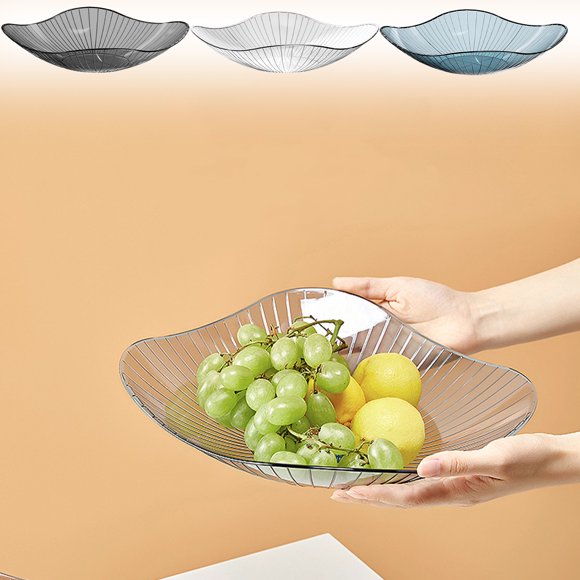 Storage Tray Clear Plastic Fruit Tray Large Capacity Snack Serving Platter for Living Room Household(1-Piece) Rkxzt