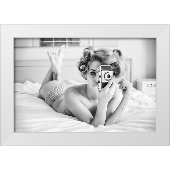 Keane-Eye 14x11 White Modern Wood Framed Museum Art Print Titled - A chick, a click, and a curl