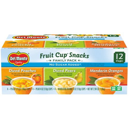 The Fruit Company Pears ((24 Cups) Del Monte Fruit Cup Snacks No Sugar Added Variety Pack (Peaches, Pears, Mandarins), 4 oz)