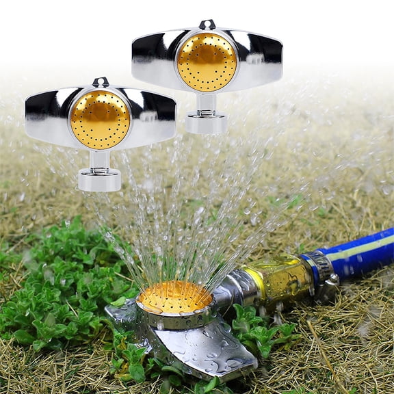 Shopmall 2Pack Zinc Alloy Spot Lawn Water Sprinkler 360 Degree Rotating Sprinkler for Yard Garden Plants Watering Adjustable Water Flow Traveling Gardening Tool, Yellow
