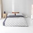 thumbnail image 3 of Juego de cama de algodón conciso con estampado de puntos negros, funda de edredón y funda de almohada (tamaño King), 3 of 8