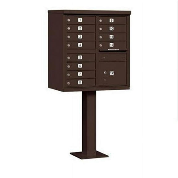Cluster Box Unit with 12 Doors and 1 Parcel Locker in Bronze with USPS Access Type II