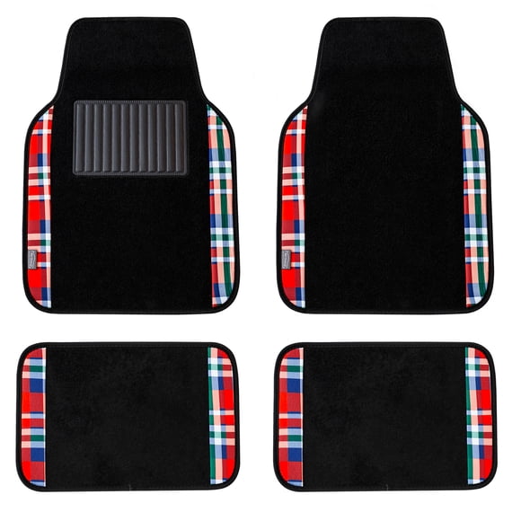 Tartan11 Plaid Trim Universal Floor Mats Fit For Car Truck SUV Van – Full Set