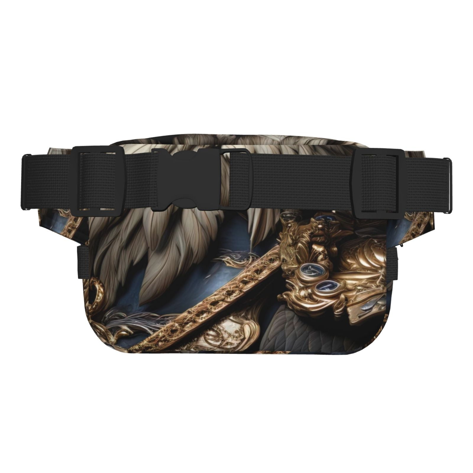Picia Noble Style Bald Eagle Print Square Double-Layer Waist Bag Mini Adjustable Waist Belt Bag Exercise Running Travel Hiking