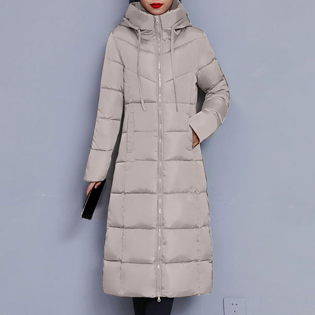 Parkas de manga larga de invierno para mujer, de longitud media a larga, cómodas, gruesas y gruesas, abrigo de manga larga para mujer