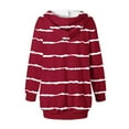 thumbnail image 4 of Cavosen Casual Dresses for Women Short Red Long Sleeve Hoodie Dress Mini Sweatshirt Pullover Hooded Neck Knee Length Dress Striped Loose Dress with Pocket Fall Winter Clothes L, 4 of 5