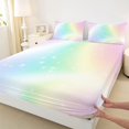 thumbnail image 5 of Manfei Glitter Gradient Bed Sheets, Star Sparkle Print Full Size Sheets, Pink Purple, 4 Pieces, 1 Flat Sheet, 1 Fitted Sheet and 2 Pillowcases, 5 of 6