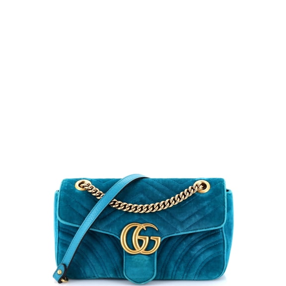 Pre-Owned GG Marmont Flap Bag Matelasse Velvet Small By Rebag