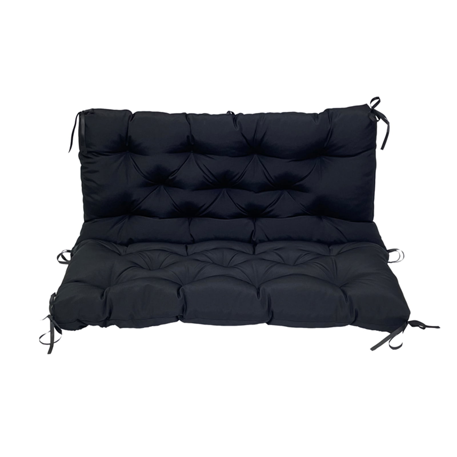 Eurhowing Outdoor Bench Cushion Waterproof, 60"x40"x4" Thick Patio Swing Chair Cushions with Ties, All-Weather High Density Foam Seat Pad for Porch Garden Furniture, Black