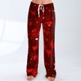 thumbnail image 6 of Women's Drawstring Valentine's Day Printed Casual Pants, Elastic Waist Lounge Pants for Women, Holiday Themed Sleepwear Pajama Pants, Comfortable Fit,Multicolor,M, 6 of 7