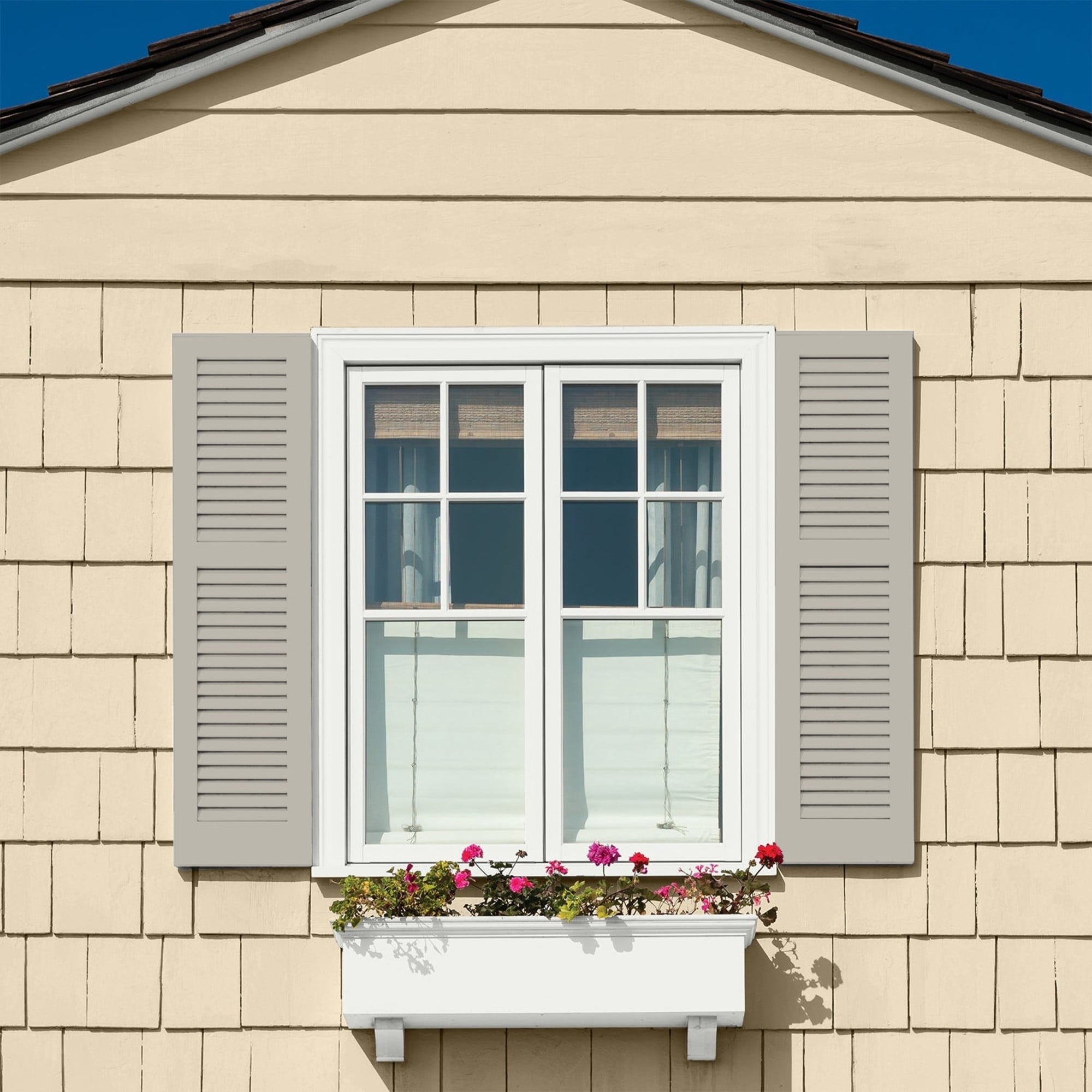 Glidden One Coat Ghost Writer / Beige Satin Exterior Paint with Primer, 5 Gallon
