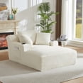 thumbnail image 2 of Leumius Oversized Chaise Lounge Chair Indoor,Upholstered Sofa Bed with Pillows and Cupholders,No Assembly Required,Cream, 2 of 7