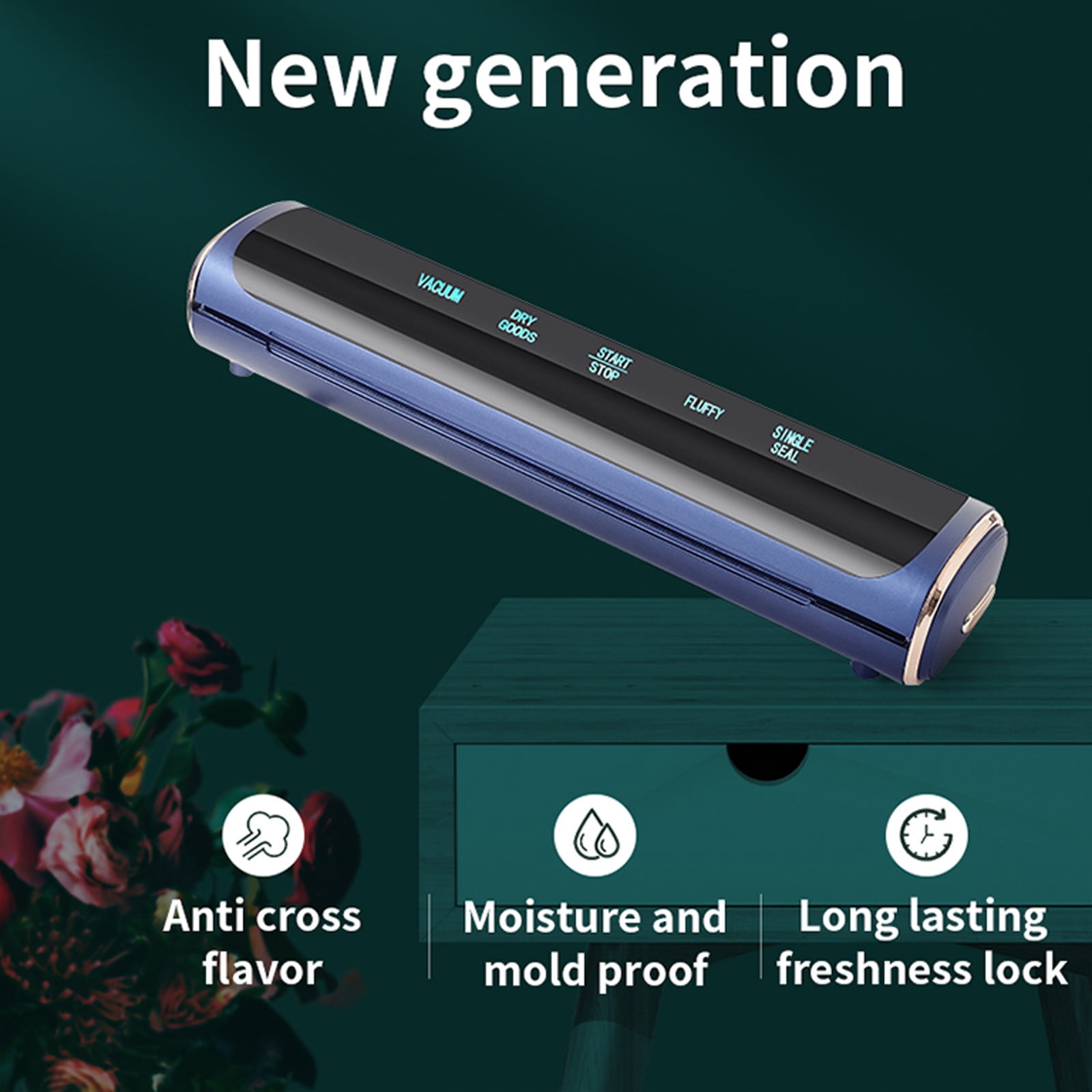 Inerposs Vacuum Sealer Machine, Food Vacuum Sealer for Airtight Food Storage, Dry and Moist Vacuum Sealer, Kitchen Food Sealer for Freshness, Ideal for Home Food Preservation