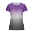 thumbnail image 3 of Askfv Womens Casual Summer O-Neck T-Shirt Gradient Printed Blouse Short Sleeve Shirt Tunic Top, 3 of 5