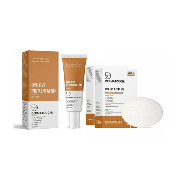 DERMATOUCH Bye Bye Crème Pigmentaire, 20 g + Acide Kojique Savon 1 %, 2 X 75 g