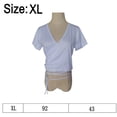 thumbnail image 2 of Camiseta corta con cuello en V y cordón fruncido en la parte delantera para mujer, 2 of 6