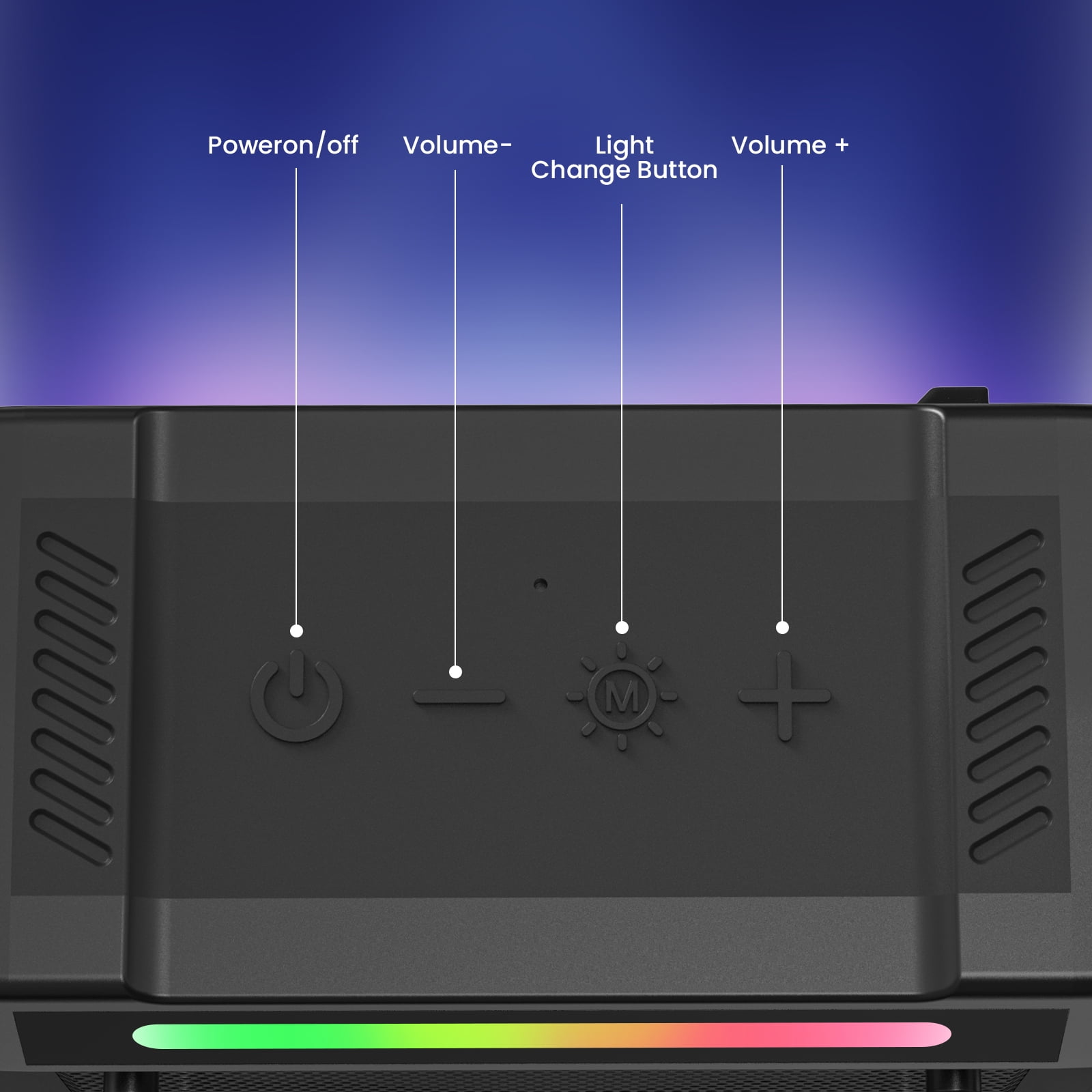 VILINICE Bluetooth Speaker Portable, IP66 Waterproof Wireless Speaker 3D Sound, 10 Colorful Modes, TF Card Support(Not Included)