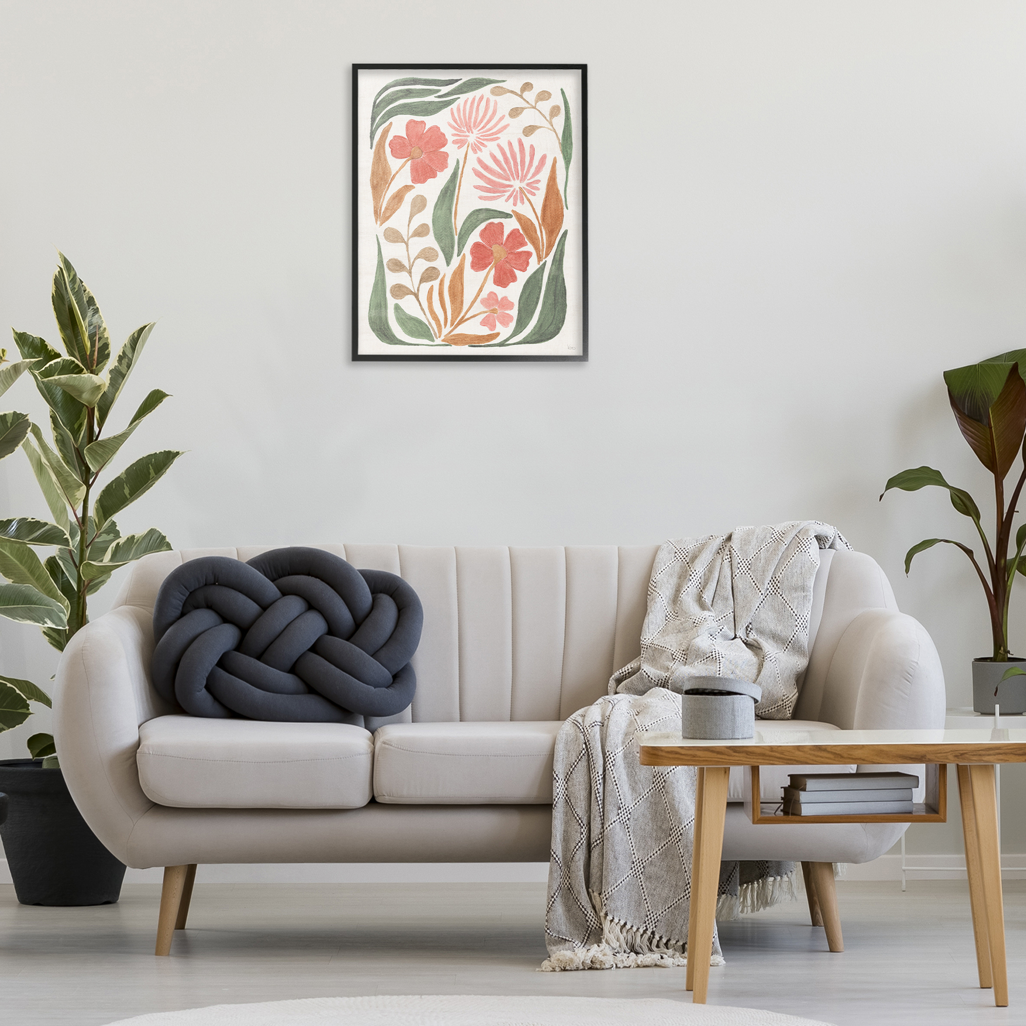 Stupell Industries Floral Abstract Pattern Botanical & Floral Painting Black Framed Art Print Wall Art, 24 x 30
