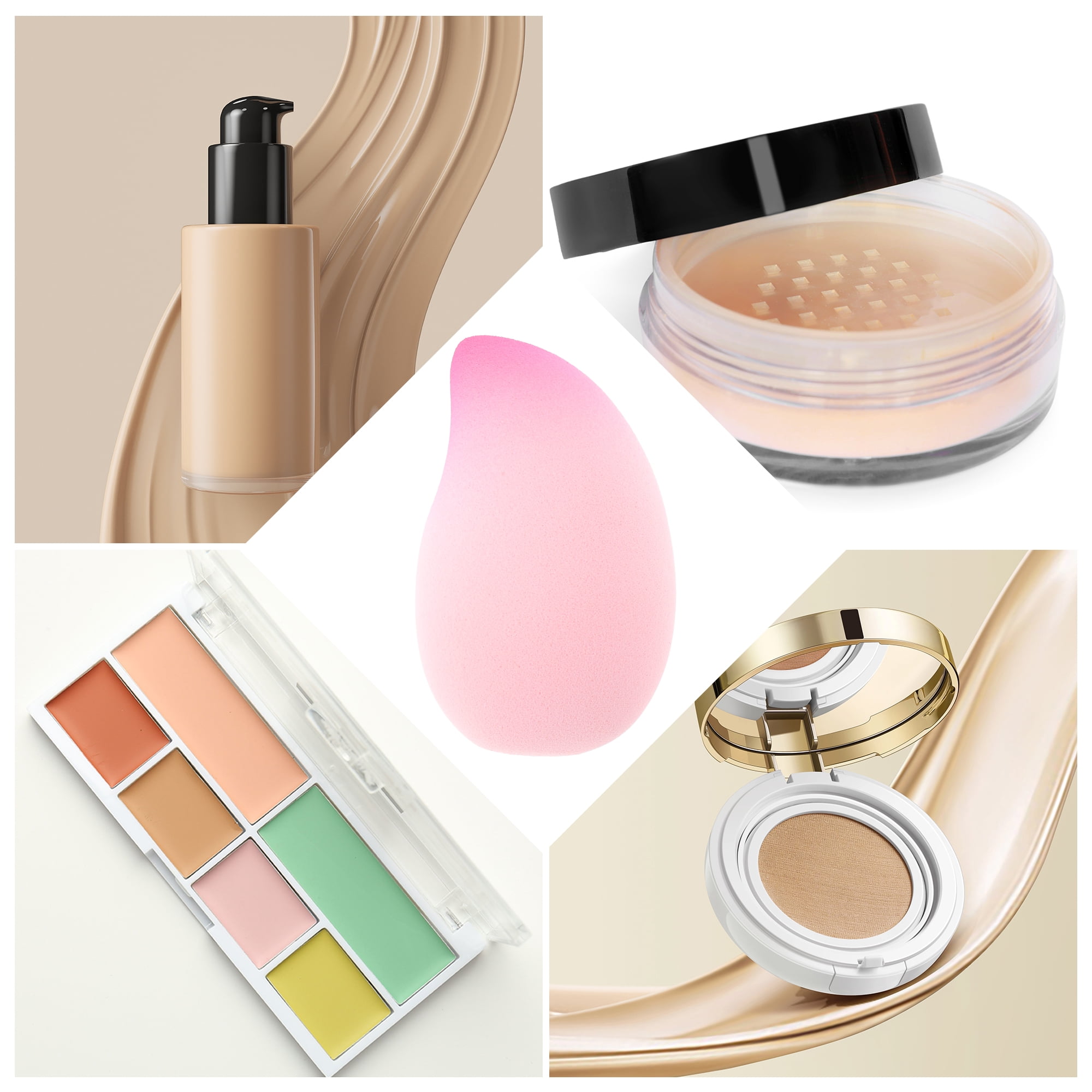Unique Bargains 1 Pc Gradient Mango Face Makeup Sponge for Makeup Application Pink