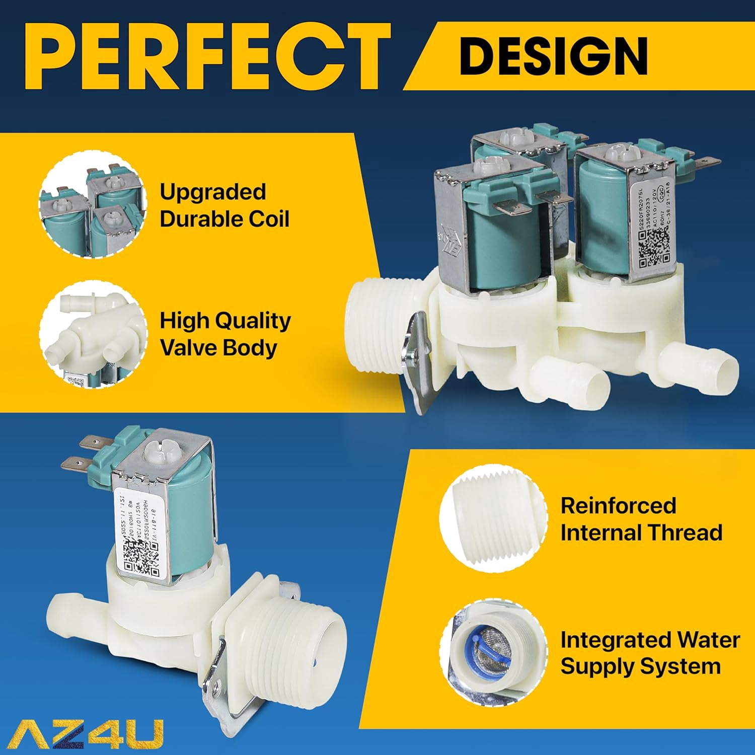 AZ4U For Washer Water Inlet Valve LG 5220FR2075L And Hot 5220FR2006H Replaces 5220FR2006L 5220FR2006Q 5221ER1003A 5221ER1003C 5221ER1003D For 5220fr2075l LG washer water inlet valves, Kenmore Washer