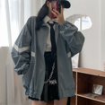 thumbnail image 1 of -Chaqueta de moda Harajuku para mujer, ropa de calle Vintage de gran tamaño con cremallera Y2k, chaquetas holgadas de estilo universitario para verano, 1 of 5