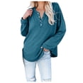 thumbnail image 3 of MesaSe Women‘s Solid Color Long Sleeve Button Open Neck Pullover T-Shirt, 3 of 6