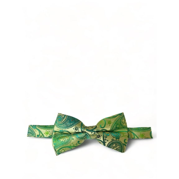 Green and Gold Paisley Silk Bow Tie