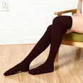 thumbnail image 2 of Gustave 2 Pairs Women Thigh High Socks Extra Long Knit Warm Over the Knee Tall Long Boot Stockings Leg Warmers, Wine Red, 2 of 9