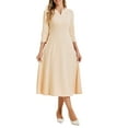 thumbnail image 2 of INSPIRE CHIC Women's Work Dress A Line 3/4 Sleeves Elegant Midi Dress S Deep Apricot, 2 of 5