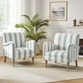 thumbnail image 4 of Stripe Accent Chairs Set of 2 Upholstered Wood Legs Armchairs Home Living Room Adult Blue, 4 of 9