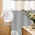 thumbnail image 3 of No Hook Shower Curtain, White Dandelion Shower Curtains for Bathroom with See Through Top Window, Spring Plants Flowers Vintage Gray Waterproof & Washable Bath Curtain Narrow 54"x78", 3 of 9