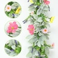 thumbnail image 4 of Eucalipto artificial de orejas de conejo de 1,8 metros con flores de lavanda y crisantemo | Guirnalda de vegetación artificial para repisas de escaleras y decoración de mesas | Uso en interiores y, 4 of 7