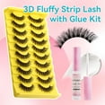 thumbnail image 2 of False Eyelashes Fluffy Look Strip Lashes Mink Wispy Fake Lashes Charming Fake Eyelashes 10 Pairs, 2 of 14