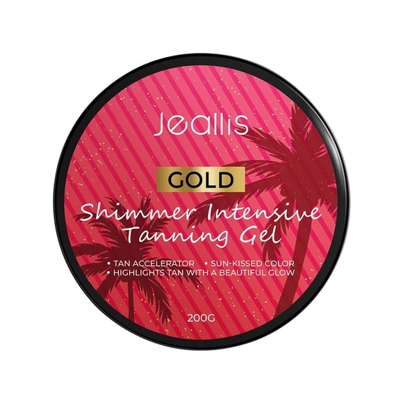 Jeallis Extreme Dark Intensive Tanning Luxe Gel Pomegranate Carrot Gold Shimmer Gel bronceador para bronceado al aire libre Mantequilla con aceite bronceador oscuro de zanahoria para un bronceado natu