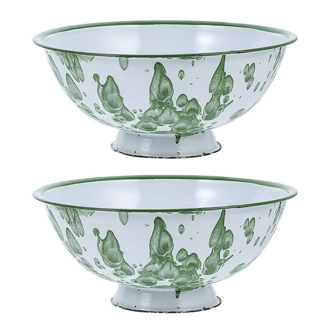 2Pcs Vintage Enamel Rice Bowls Practical Ramen Storage Bowls Enamel Tableware
