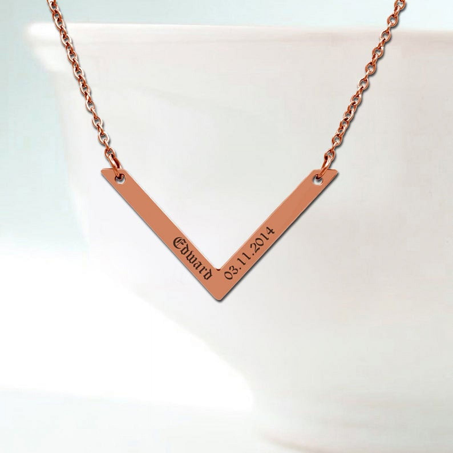Anavia Personalized V Bar Necklace - Engrave Name Necklace - Birthday Gift for Her - Anniversary Jewelry Present