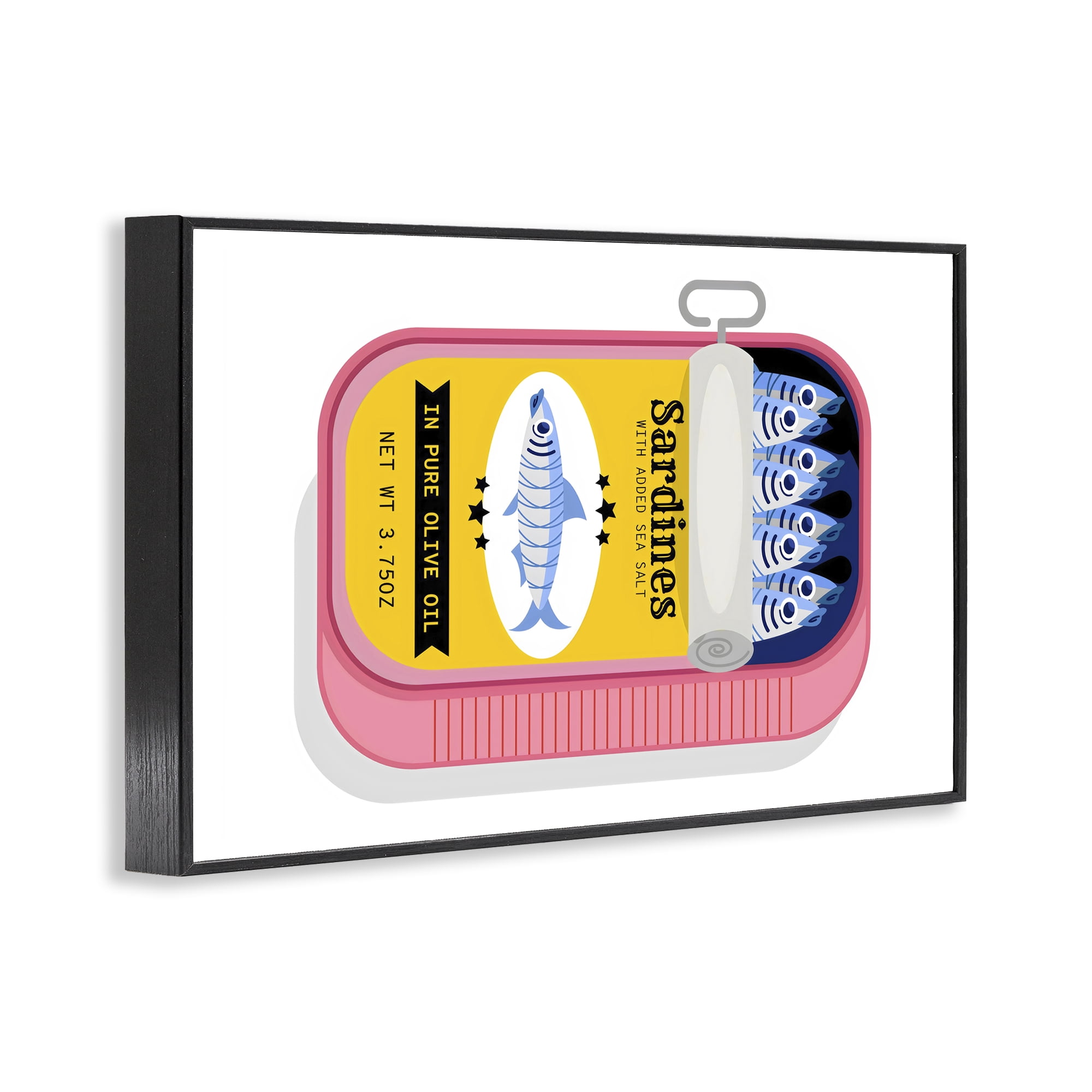 Stupell Industries Retro Can of Sardines Black Framed Giclee Art, design by Creative Studio