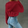 thumbnail image 2 of Lmnyox Women's Fuzzy Crop Jacket Fall Winter Fashion Zip Up Hooded Plush Coat Trendy Thermal Outerwear, 2 of 9