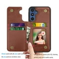 thumbnail image 2 of For Galaxy A15 5G 6.5" Case, Samsung A15 5G Wallet Case, Luxury PU Leather Case,Luxury Slim Folio Flip Kickstand Shockproof Cards Holder Wallet Case Cover -Brown, 2 of 7
