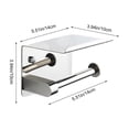 thumbnail image 3 of Stainless Steel Wall Mounted Toilet Paper Holder with Storage Shelf - Rust-Resistant Bathroom Organizer for Residential and Commercial Restrooms Silver, 3 of 6