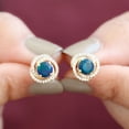 thumbnail image 5 of Rosec Jewels Black Opal Swirl Stud Earrings with Moissanite for Women - AAA Quality, 14K Yellow Gold, 5 of 8