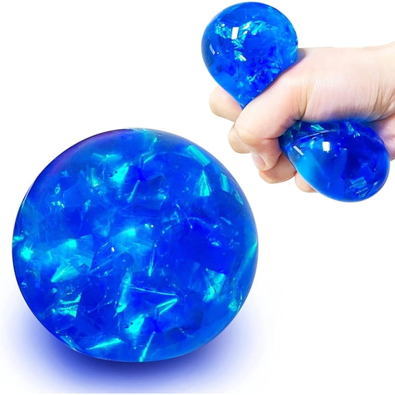 Blue Squishy Glitter Stress Balls - Stretch Stress Relief Squishy Ball, Pull and Squeeze - Squish Dough Ball Fidget Toys