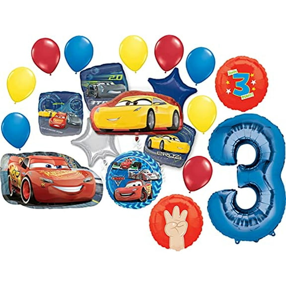 Cars Party Supplies 3rd Birthday Balloon Decorations Lightning McQueen and Cruz Ramirez 20 piece Bouquet