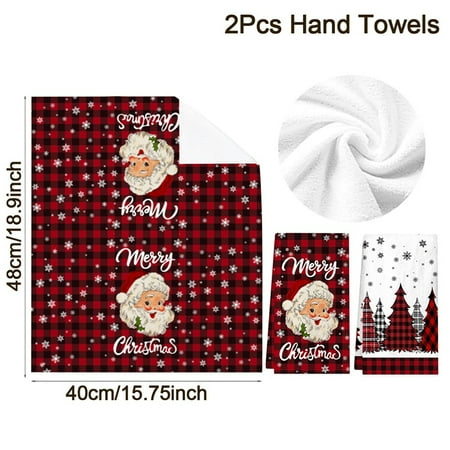 Huang Zhiwei 2pcs Christmas Kitchen Towels Merry Christmas Party Decoration 2025 Xmas Santa Claus Dish Towel Navidad Natal New Year Gift 2026