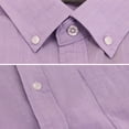 thumbnail image 3 of Men’s Cotton Casual Short Sleeve Classic Collared Plaid Button Up Dress Shirt (#3 Purple, M), 3 of 3