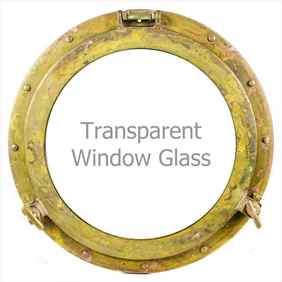 Antique Brass Porthole Mirror | Maritime Ship's Decor | Wall Hanging | Nagina International (15 Inches, Window)