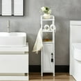thumbnail image 2 of VECELO Small Bathroom Storage Cabinet, Corner Floor Cabinet with Toilet Paper Holder and Shelves, White, 2 of 8