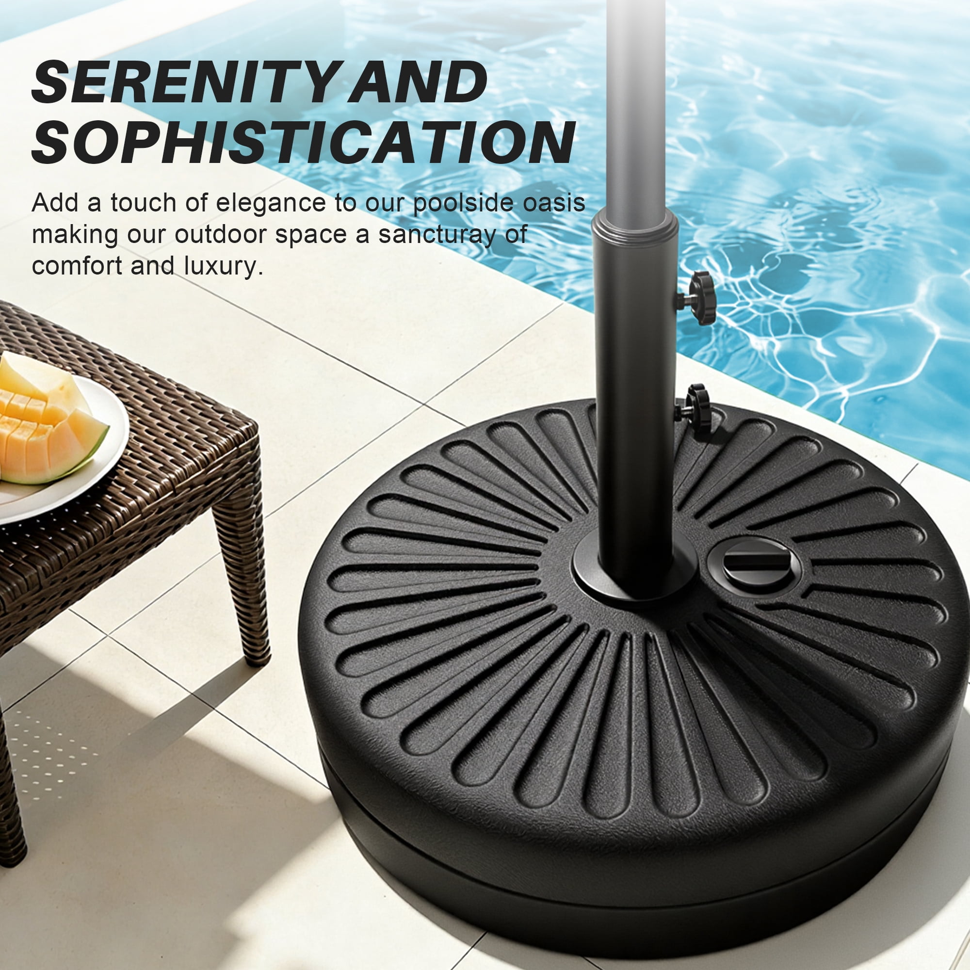 Easthome Heavy Duty Fillable Patio Umbrella Base with Dual-Lock System, Holds up to 81.5 lbs for 7-12FT Market Umbrella, Sand/Water Weighted Stand for Outdoor, Fits 1.5" & 1.9" Pole