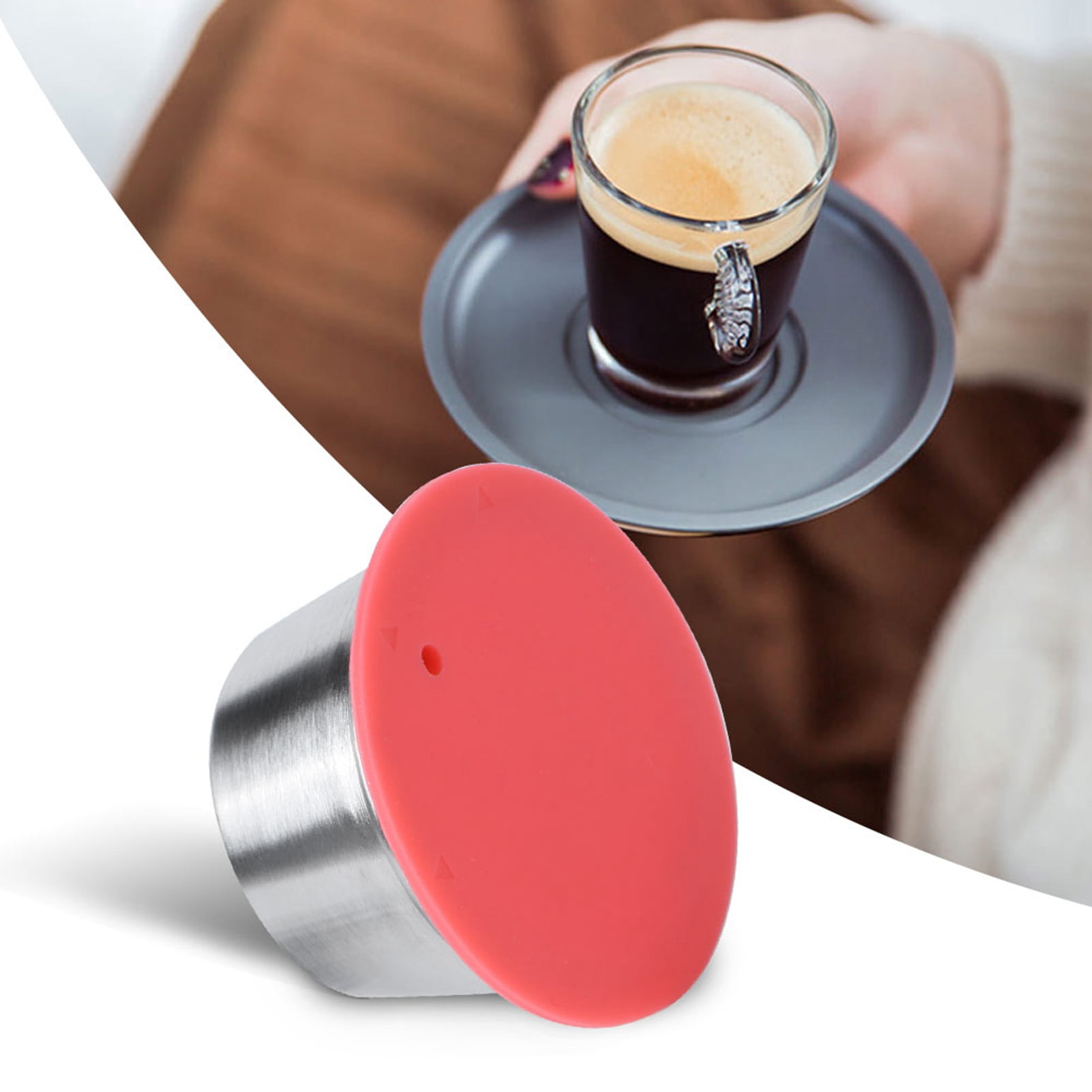 Stainless Steel Refillable Filter Cup Compatible with Nestle Dolce Gusto Coffee Capsule Set Coffee Capsules Pods Cup with Silicone Lid Fit for Dolce
